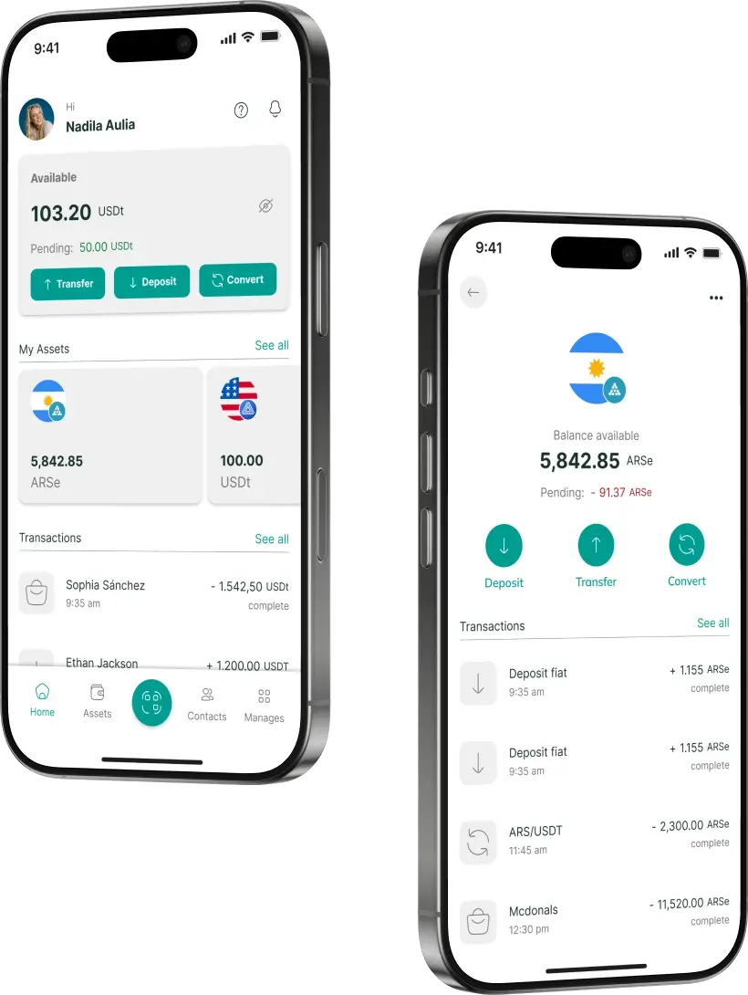 Estable Wallet app screens