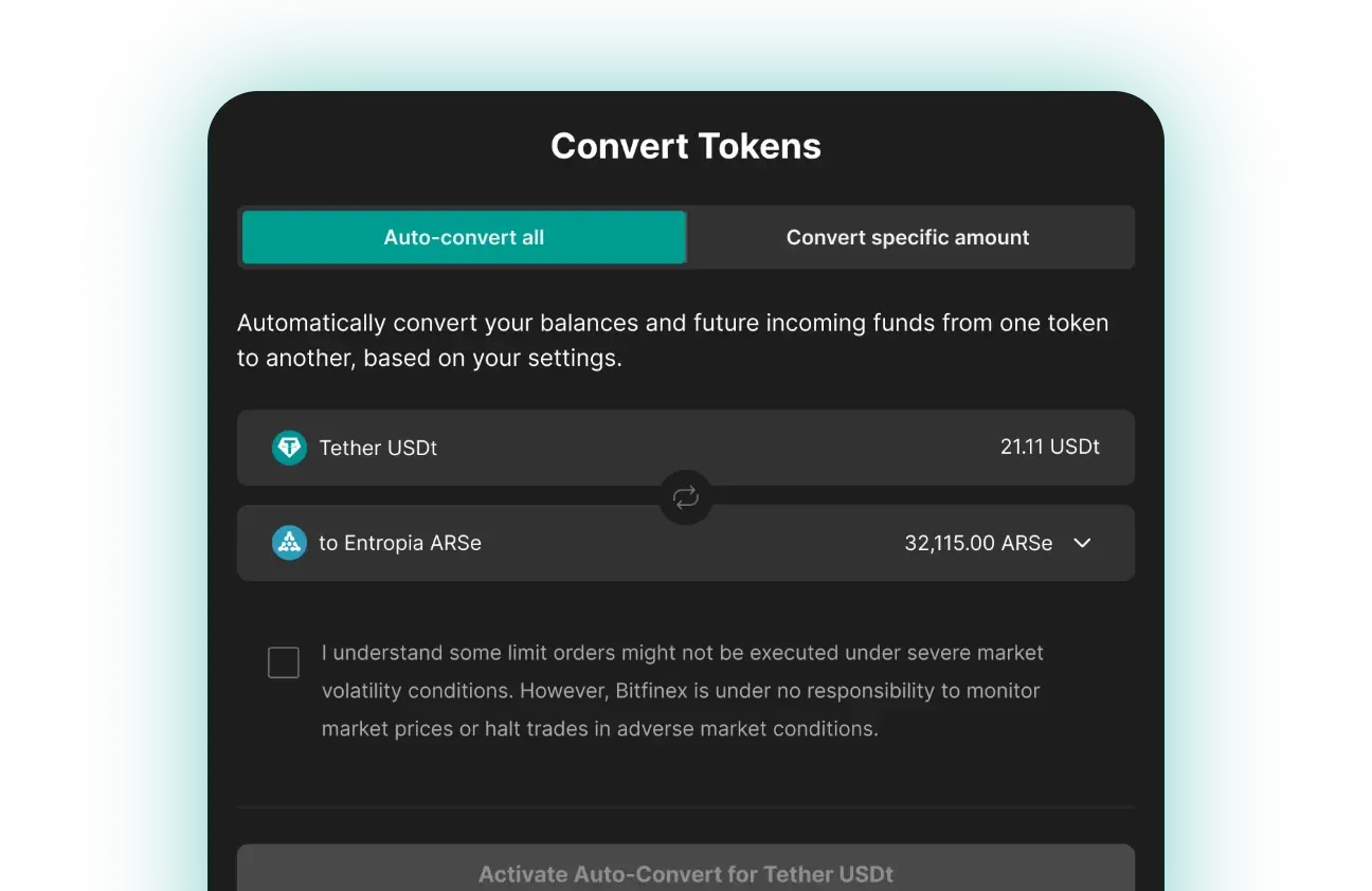 Auto-convert tokens modal