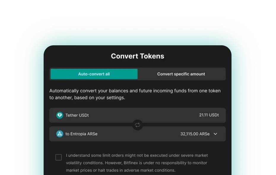 Auto-convert tokens modal