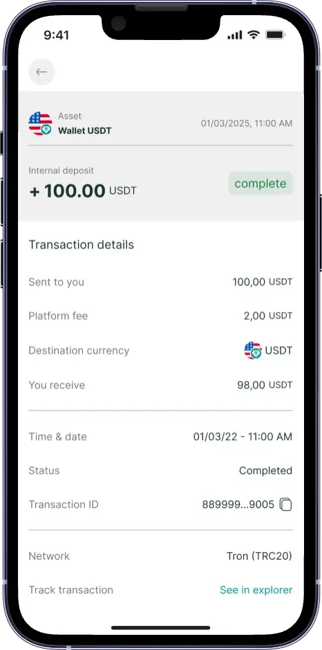 Transaction detail screen